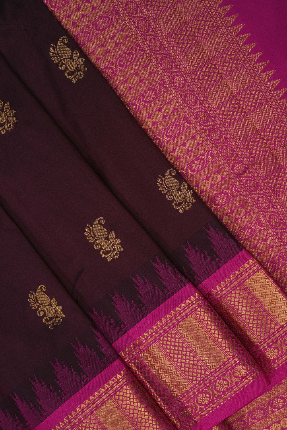 Image of Narayanpet Silk Brown Saree
