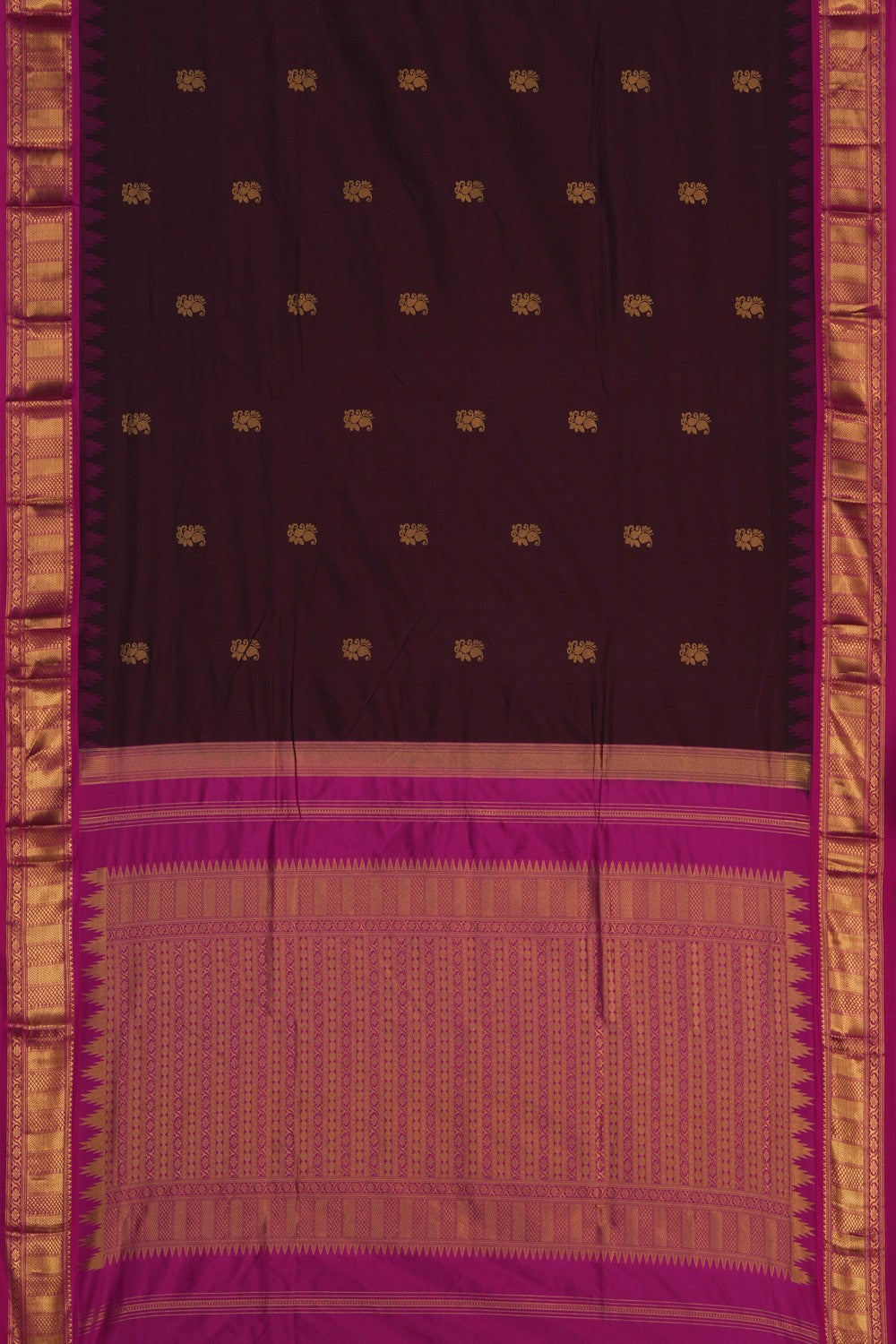 Image of Narayanpet Silk Brown Saree