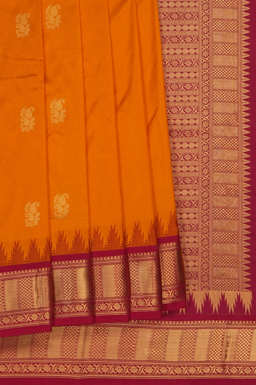 Image of Narayanpet Silk Mustard Saree