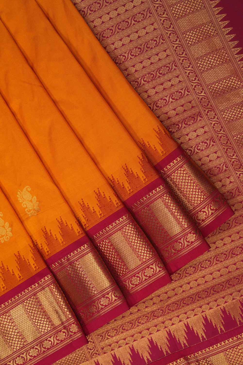 Image of Narayanpet Silk Mustard Saree