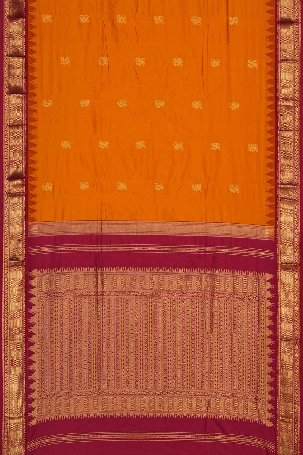 Image of Narayanpet Silk Mustard Saree