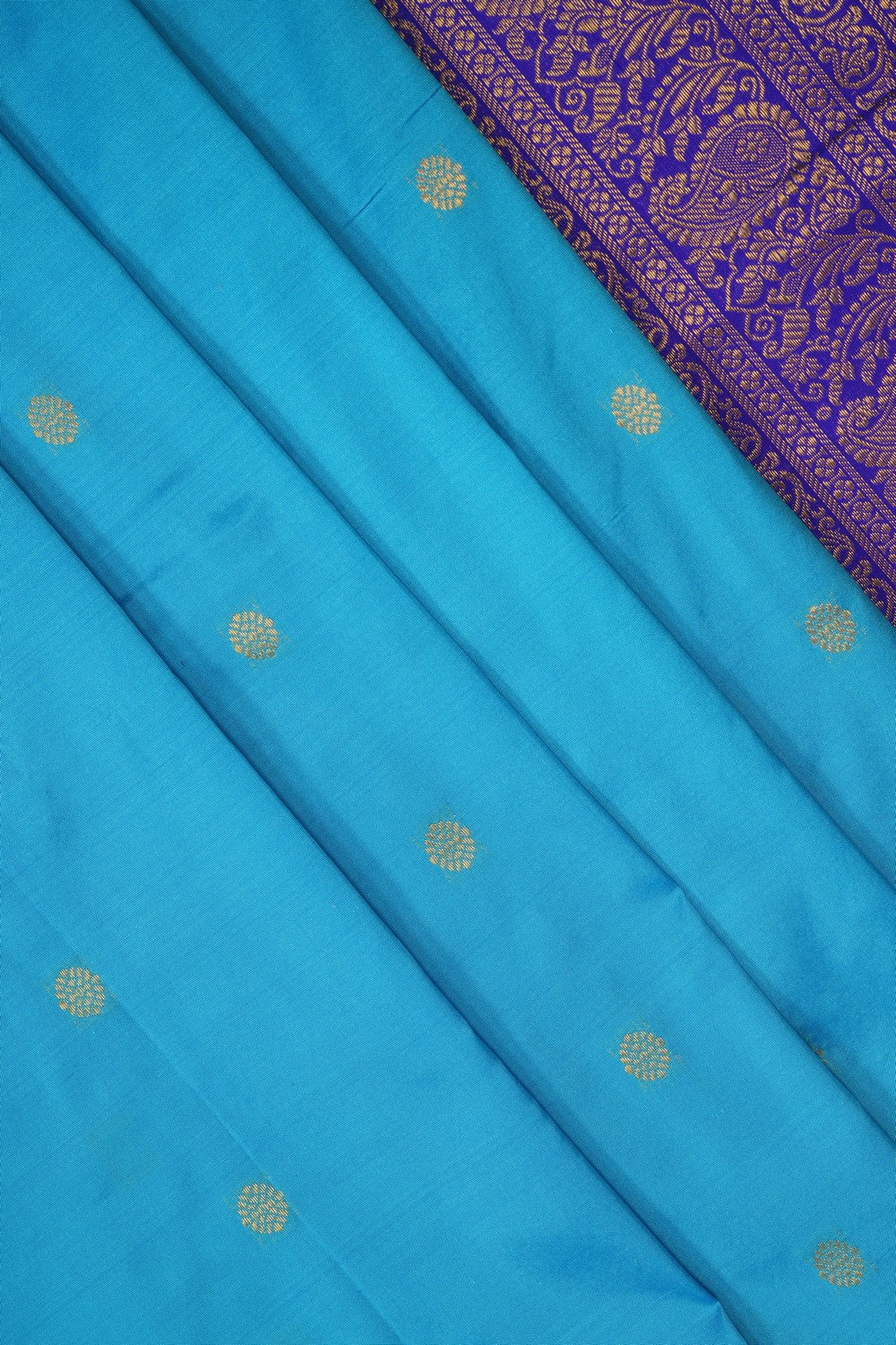 Image of Narayanpet Silk Blue Saree