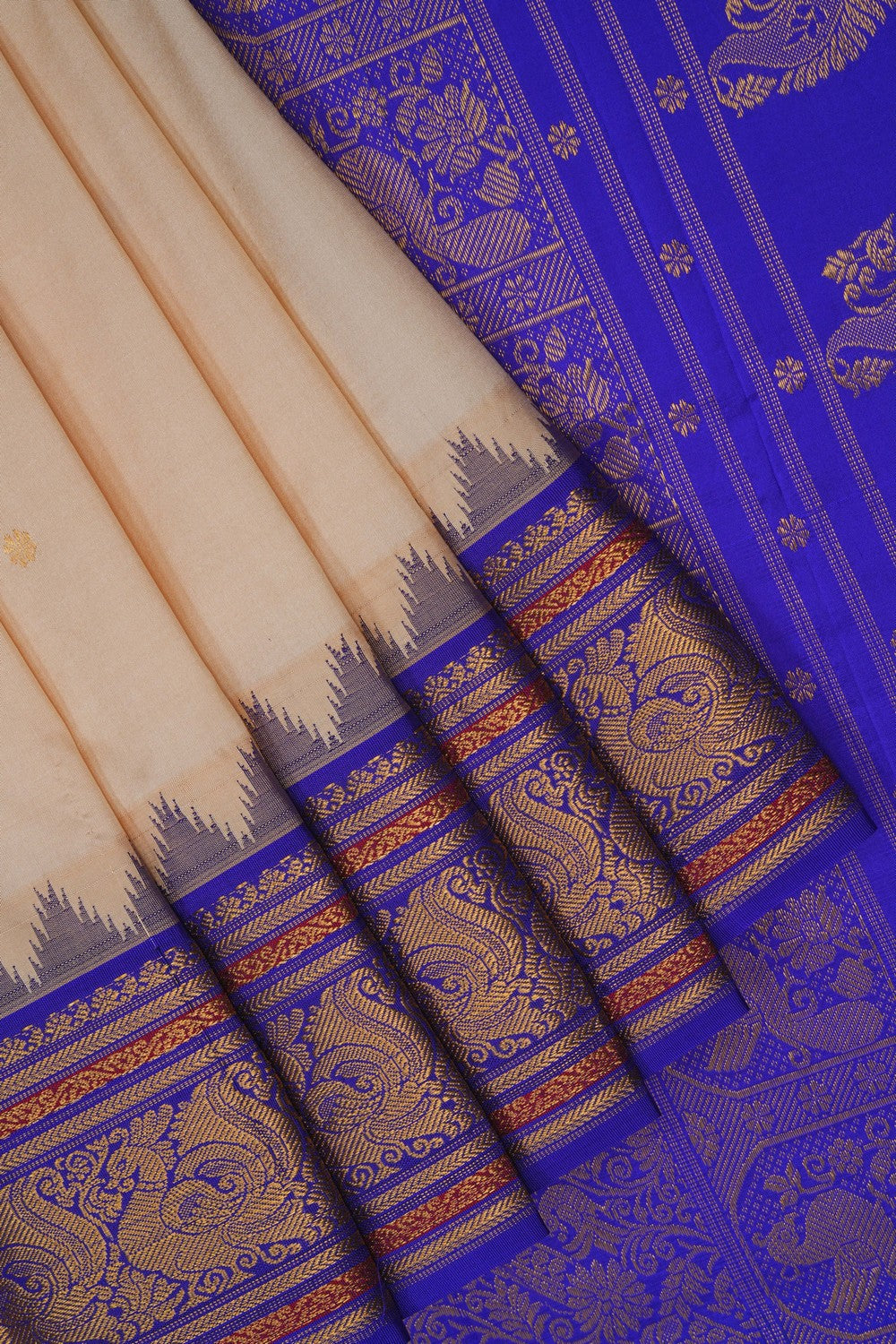 Image of Narayanpet Silk Cream Saree