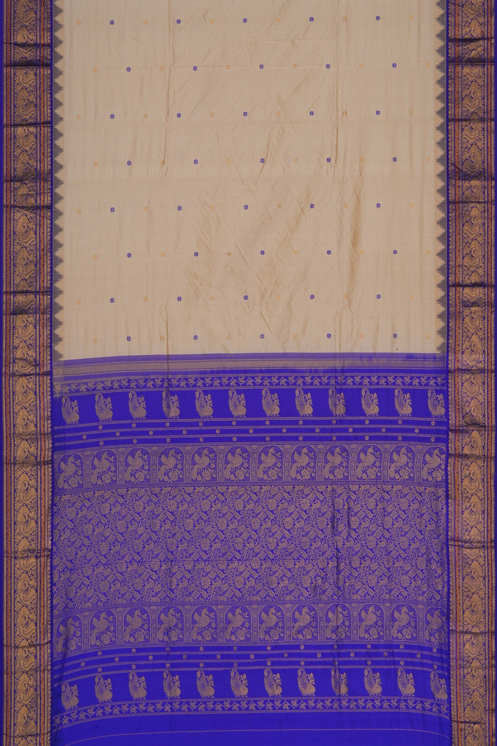 Image of Narayanpet Silk Cream Saree