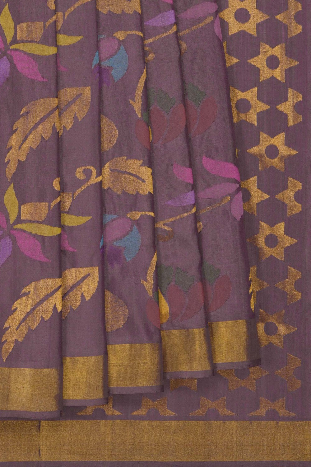 Image of Uppada Brocade Silk Moss-Mauve Saree