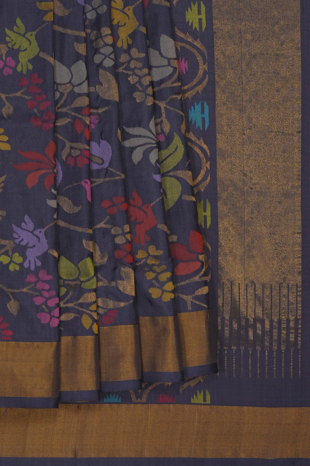 Image of Uppada Brocade Silk Grey Saree