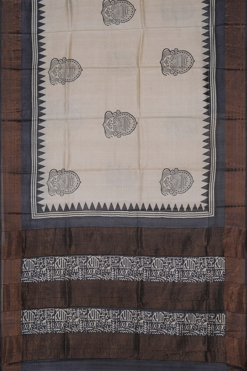 Image of A Beautiful Desi Tussar Printed Saree