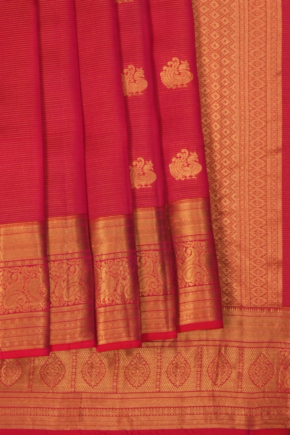 Image of Coral Red South Silk Saree