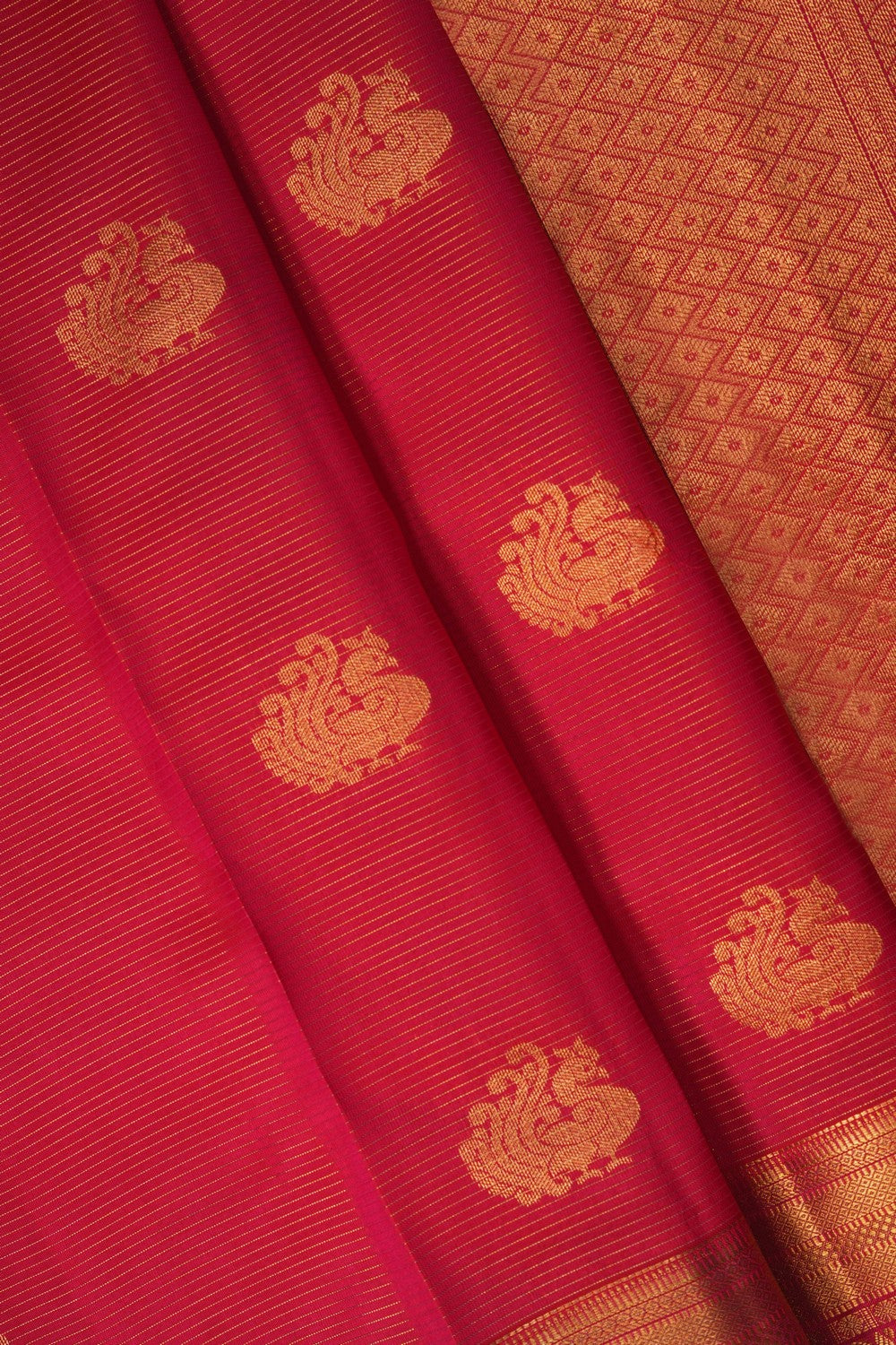 Image of Coral Red South Silk Saree