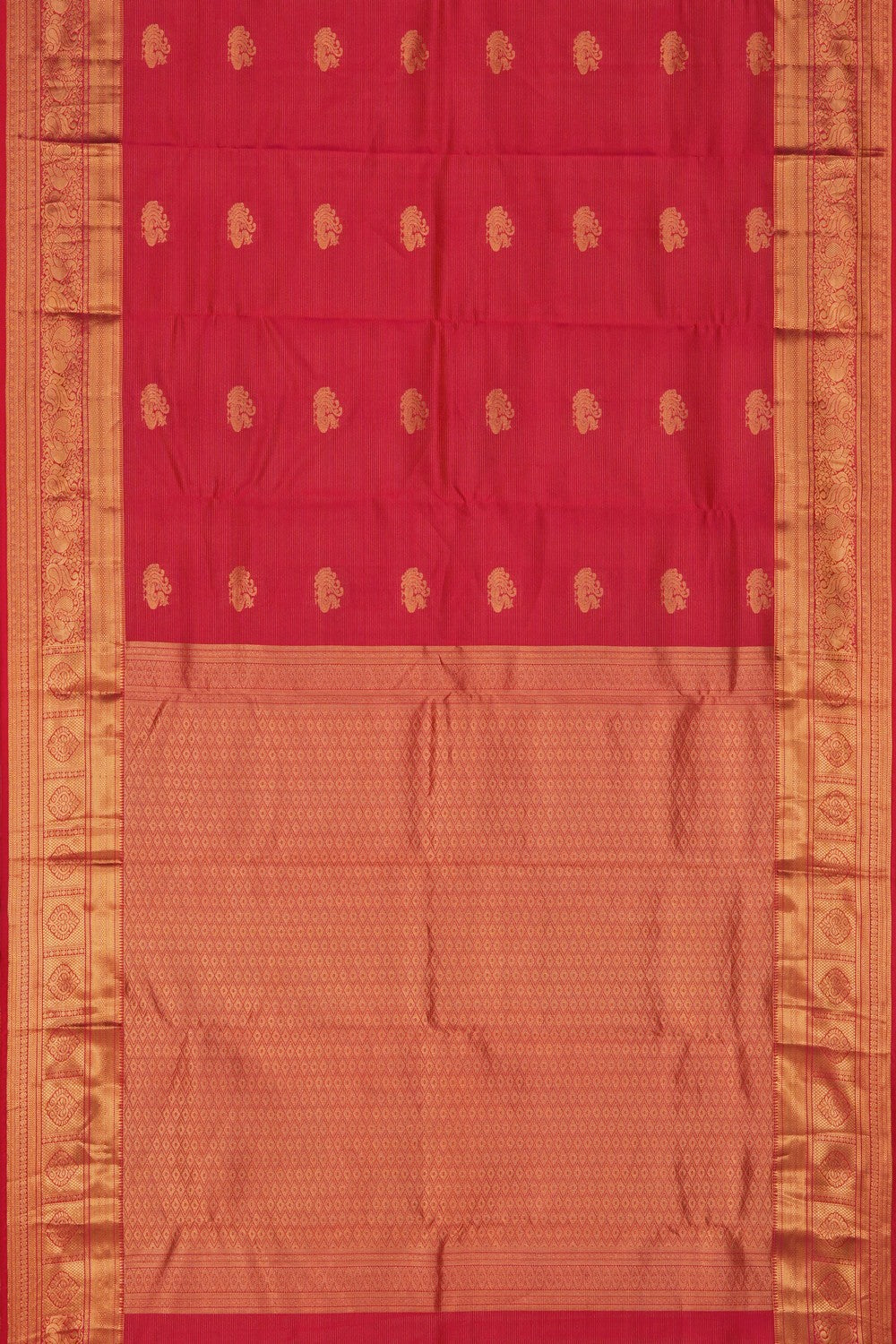 Image of Coral Red South Silk Saree