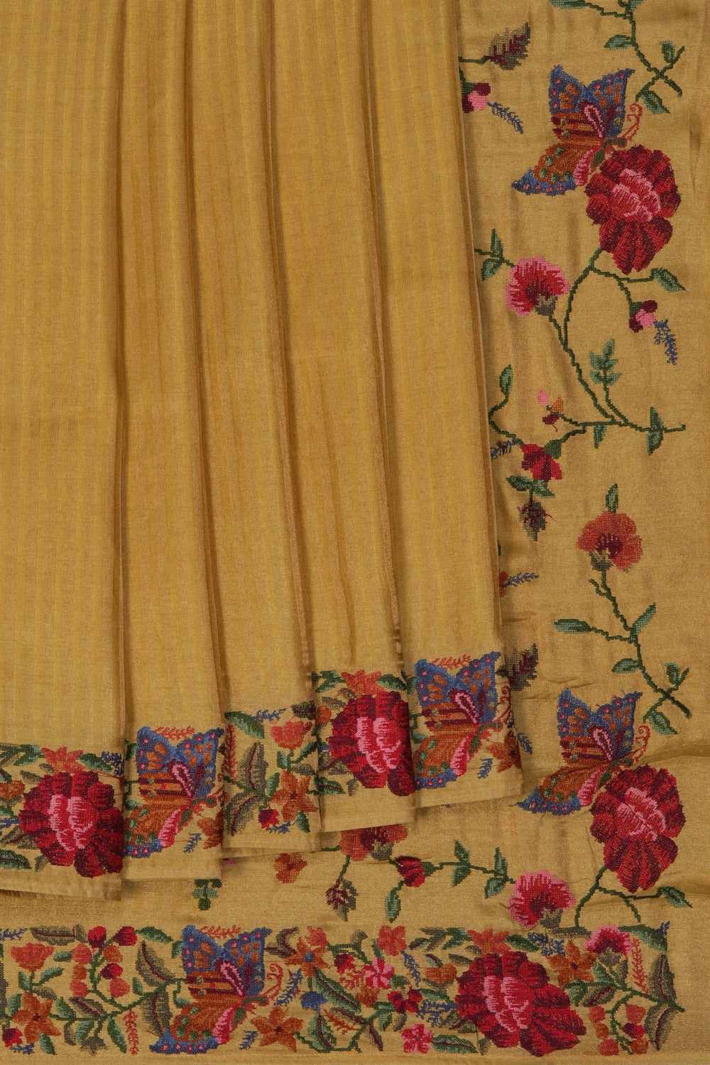 Image of Yellow Embroidery Silk Saree