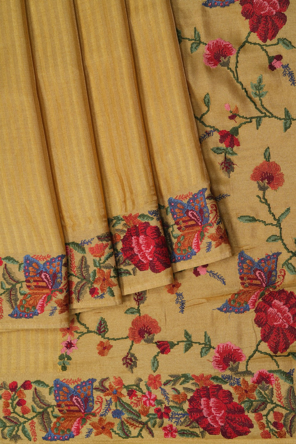 Image of Yellow Embroidery Silk Saree