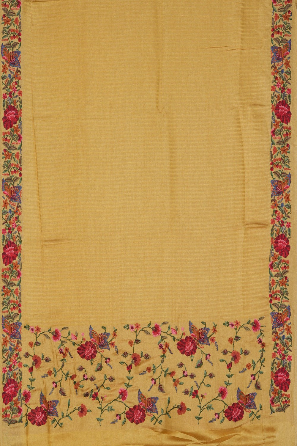 Image of Yellow Embroidery Silk Saree