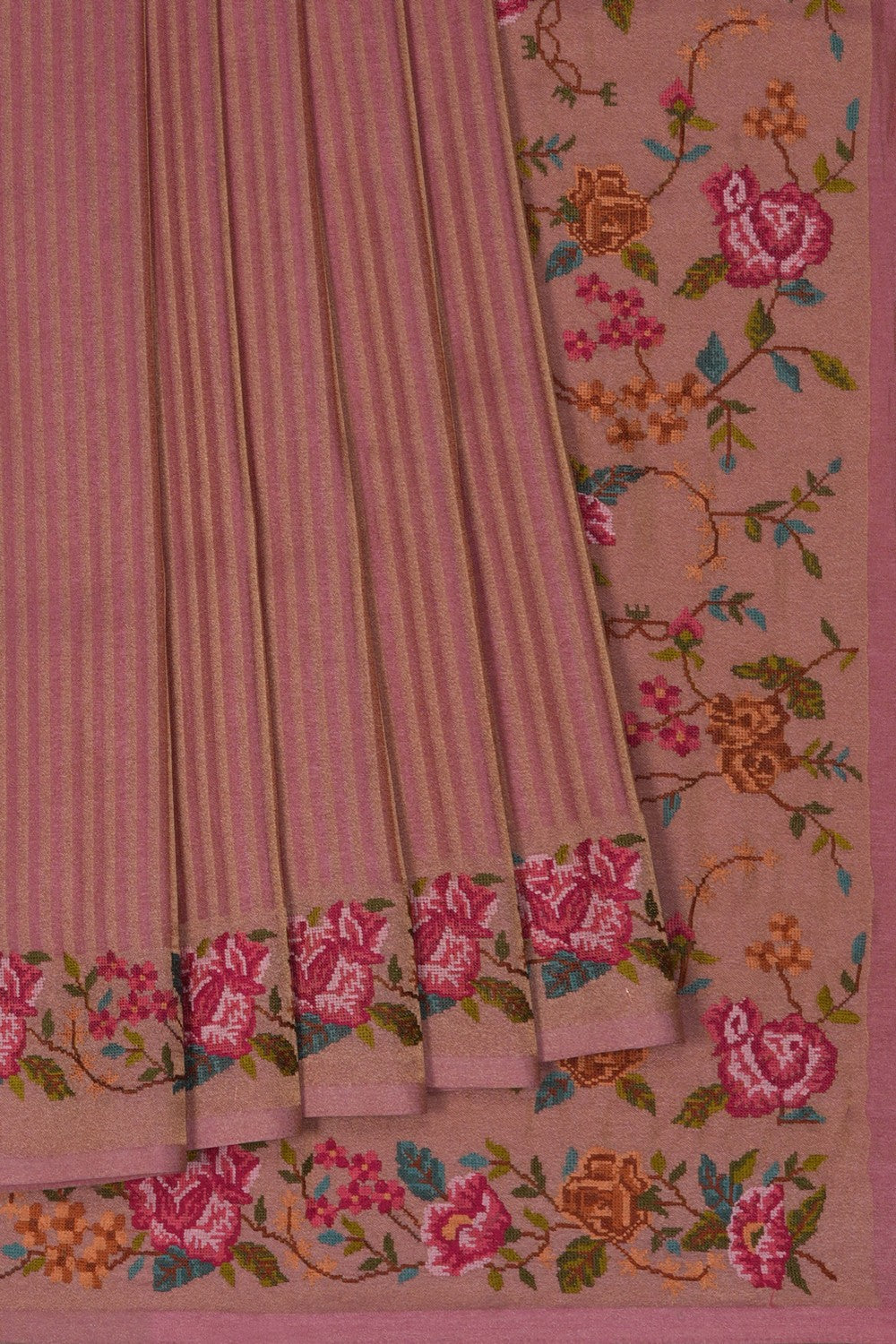 Image of Rosewood Pink Embroidery Silk Saree