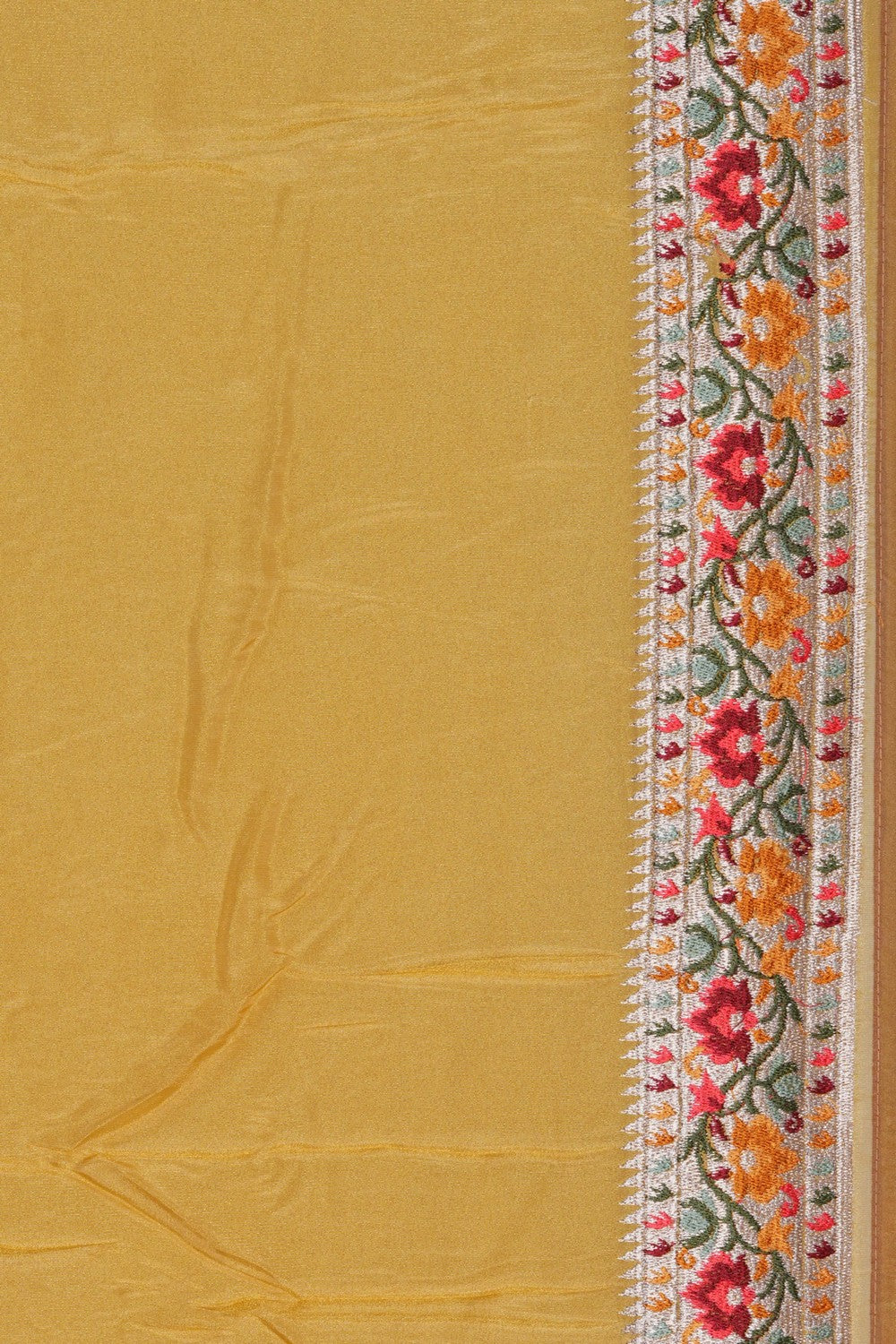 Image of Yellow Embroidery Tissue Silk Saree