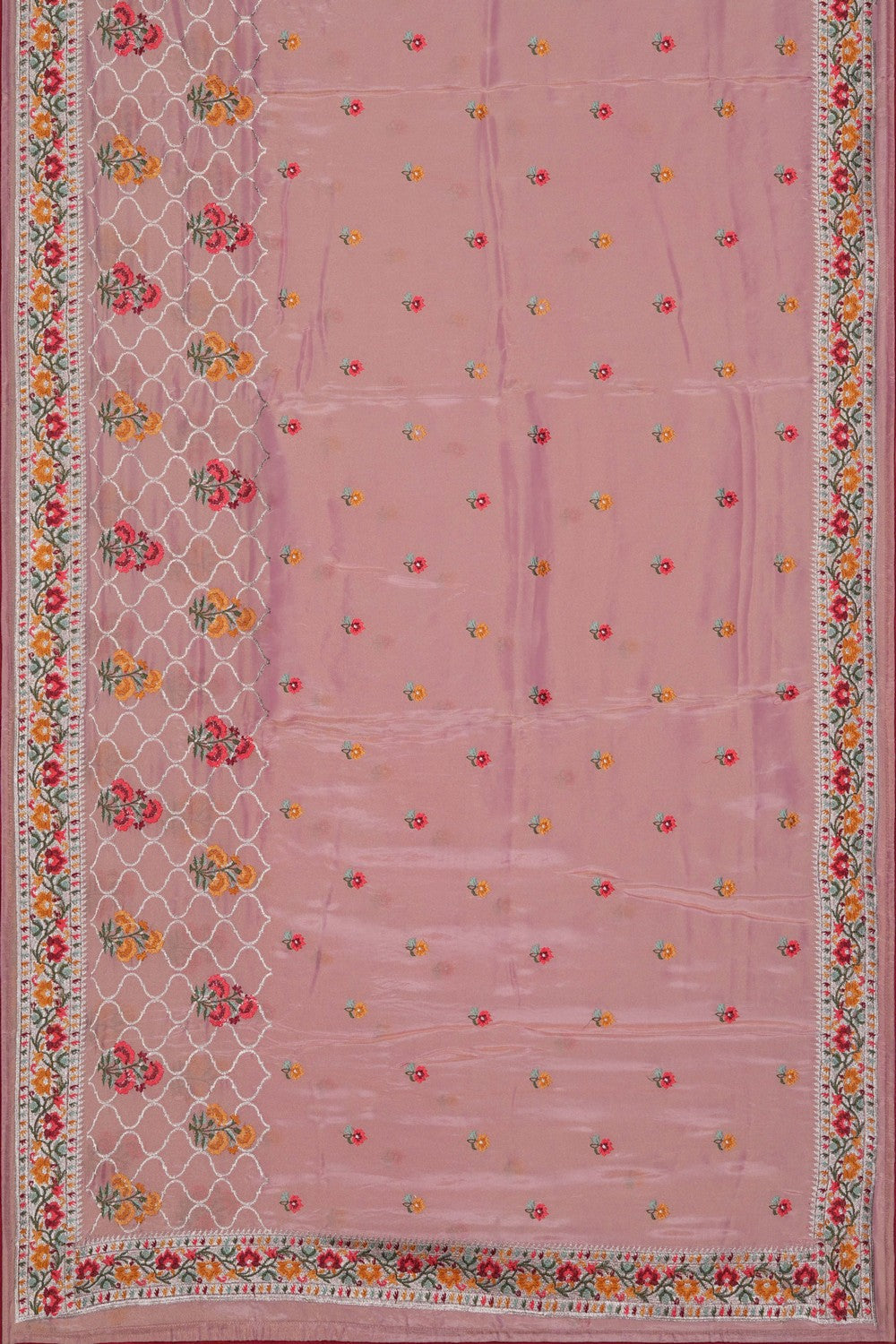 Image of Pink Embroidery Tissue Silk Saree