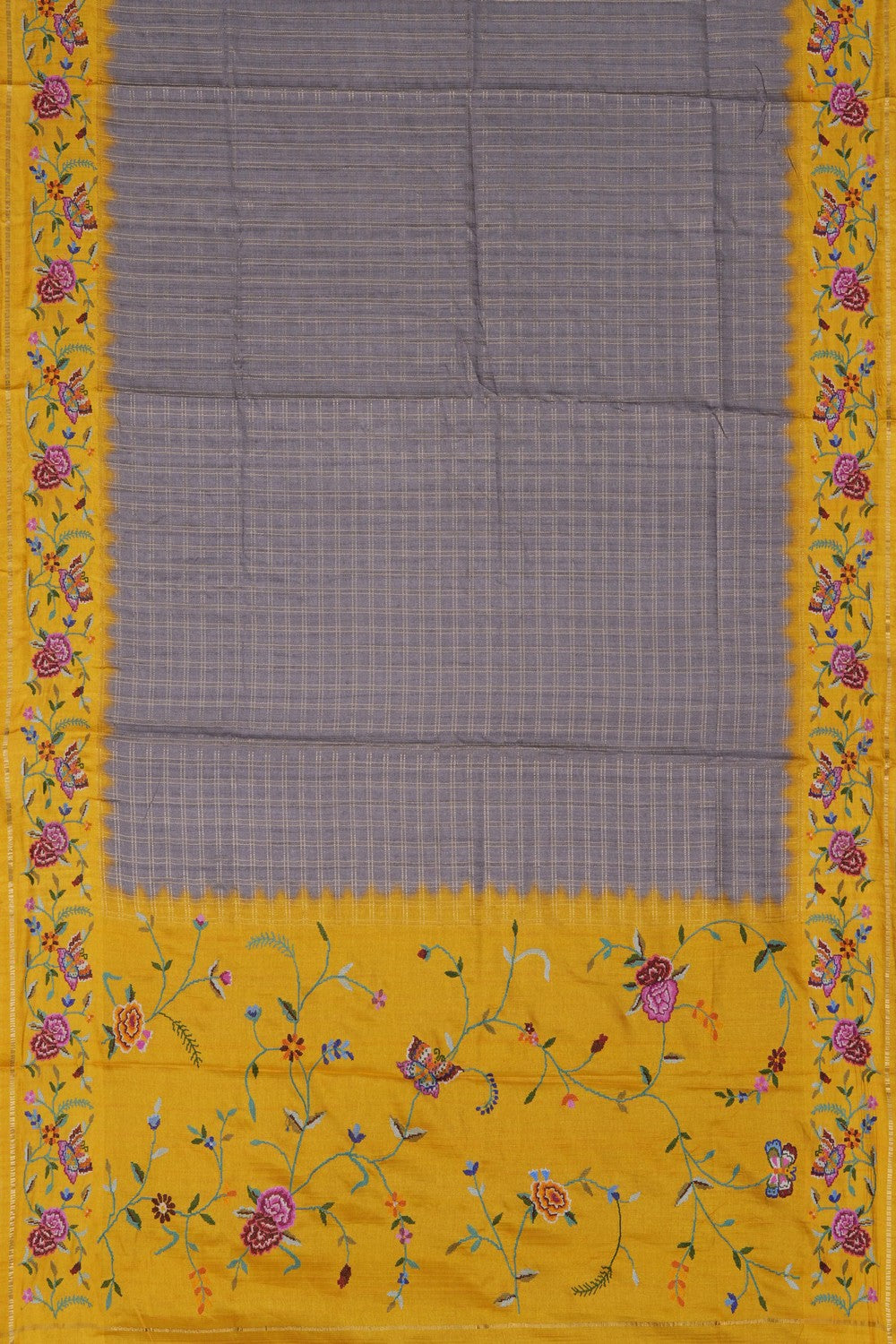Image of Grey Embroidery Silk Saree