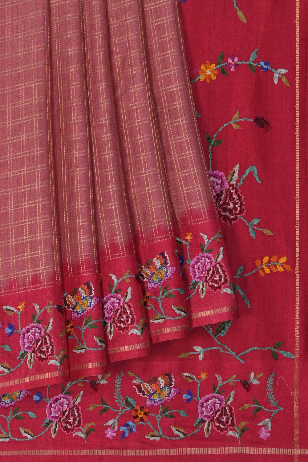 Image of Pink Embroidery Silk Saree