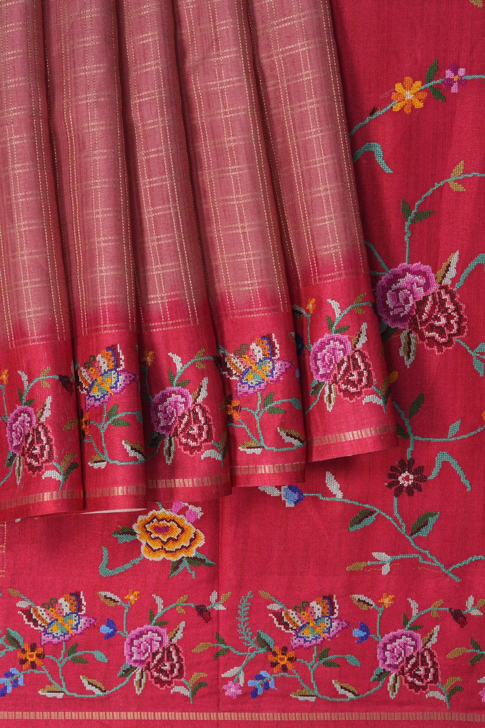 Image of Pink Embroidery Silk Saree