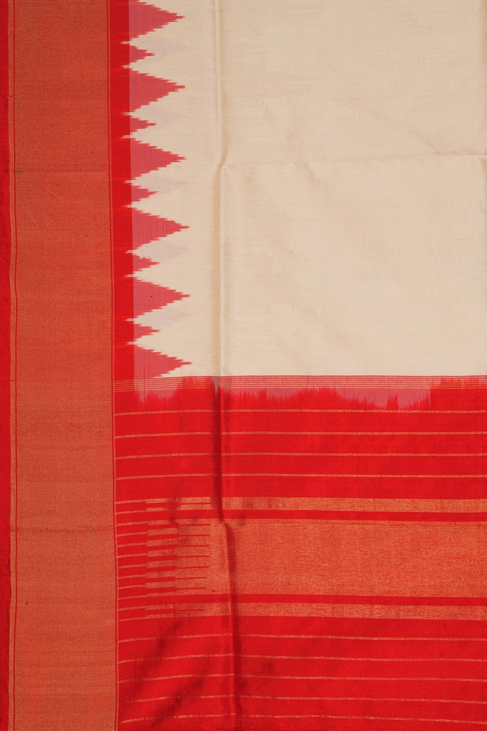 Image of Pochampally Ikat Silk Off-White Dupatta