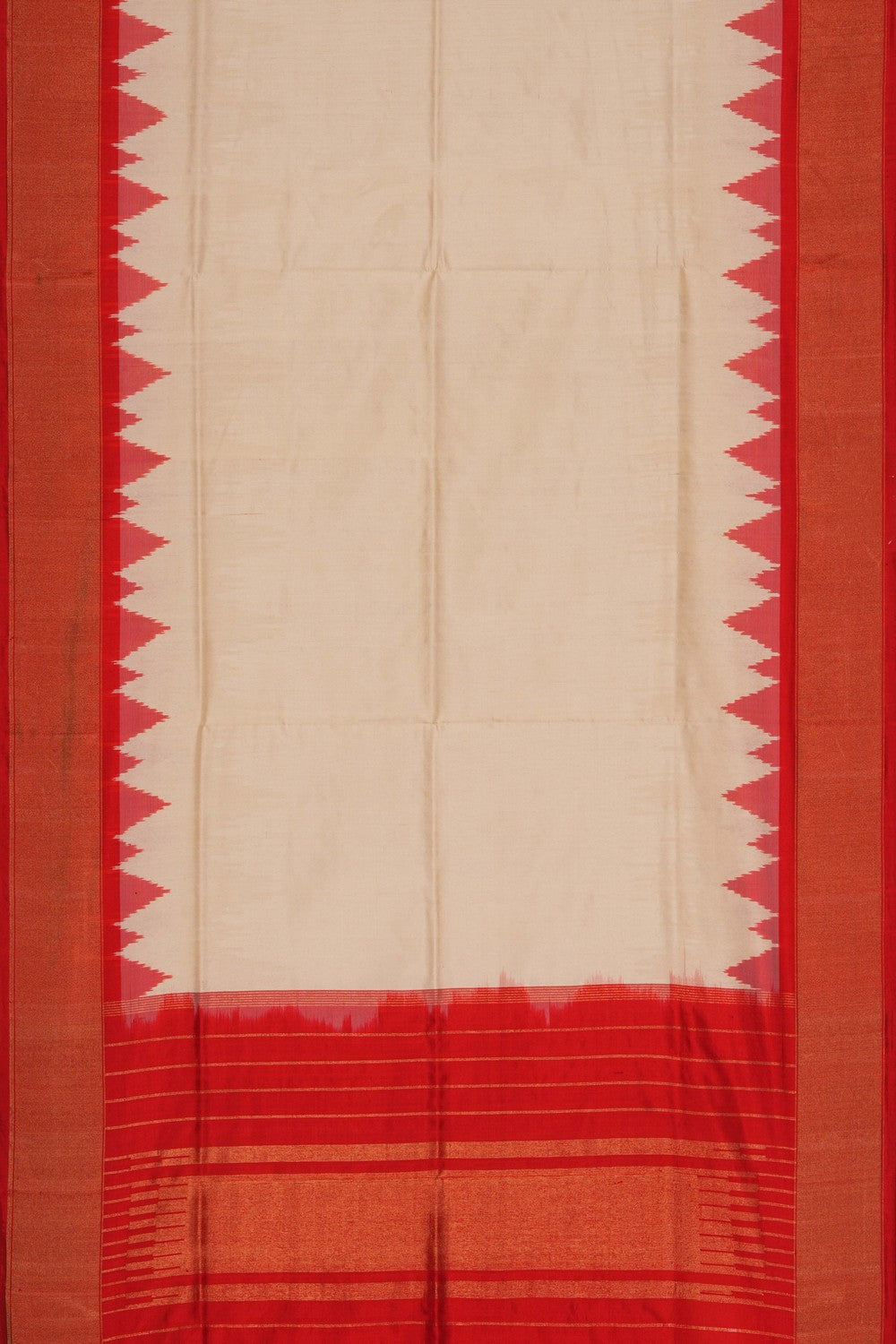 Image of Pochampally Ikat Silk Off-White Dupatta