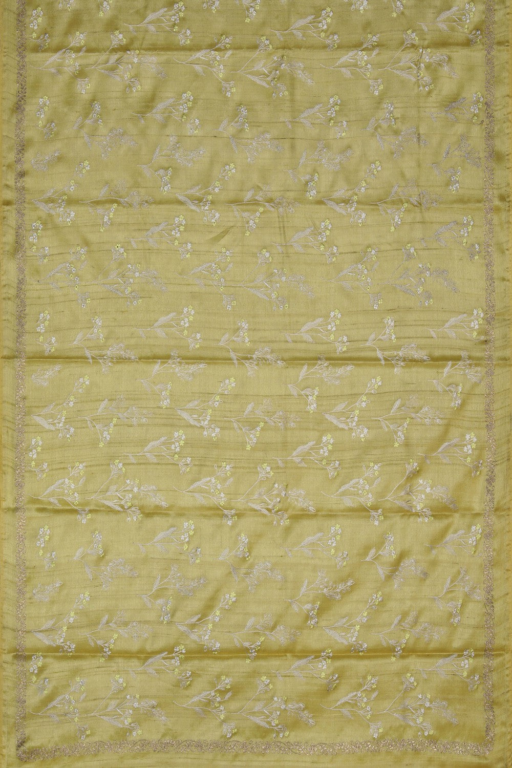 Image of Lime-Yellow Embroidery Saree