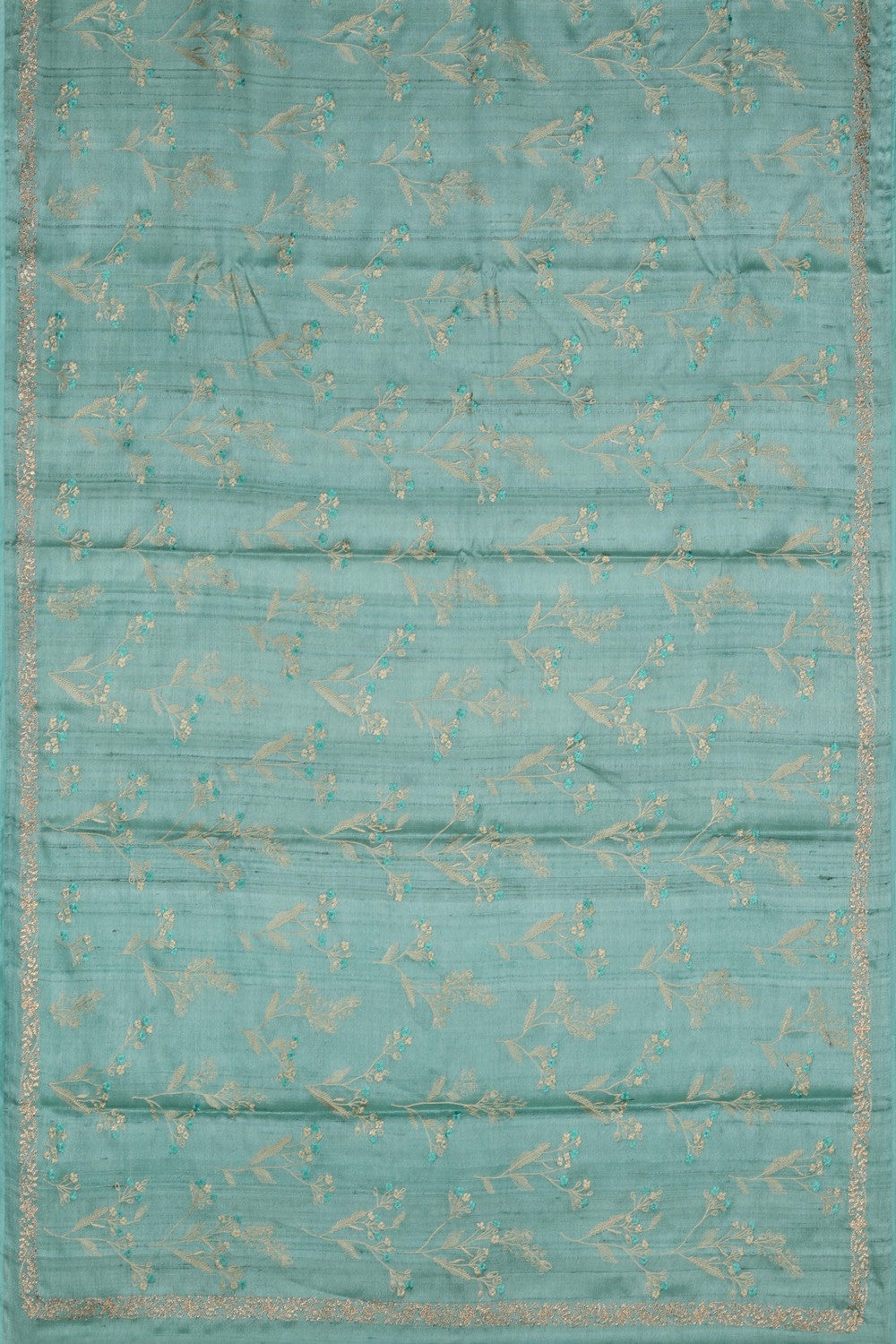 Image of Aqua Green Embroidery Saree