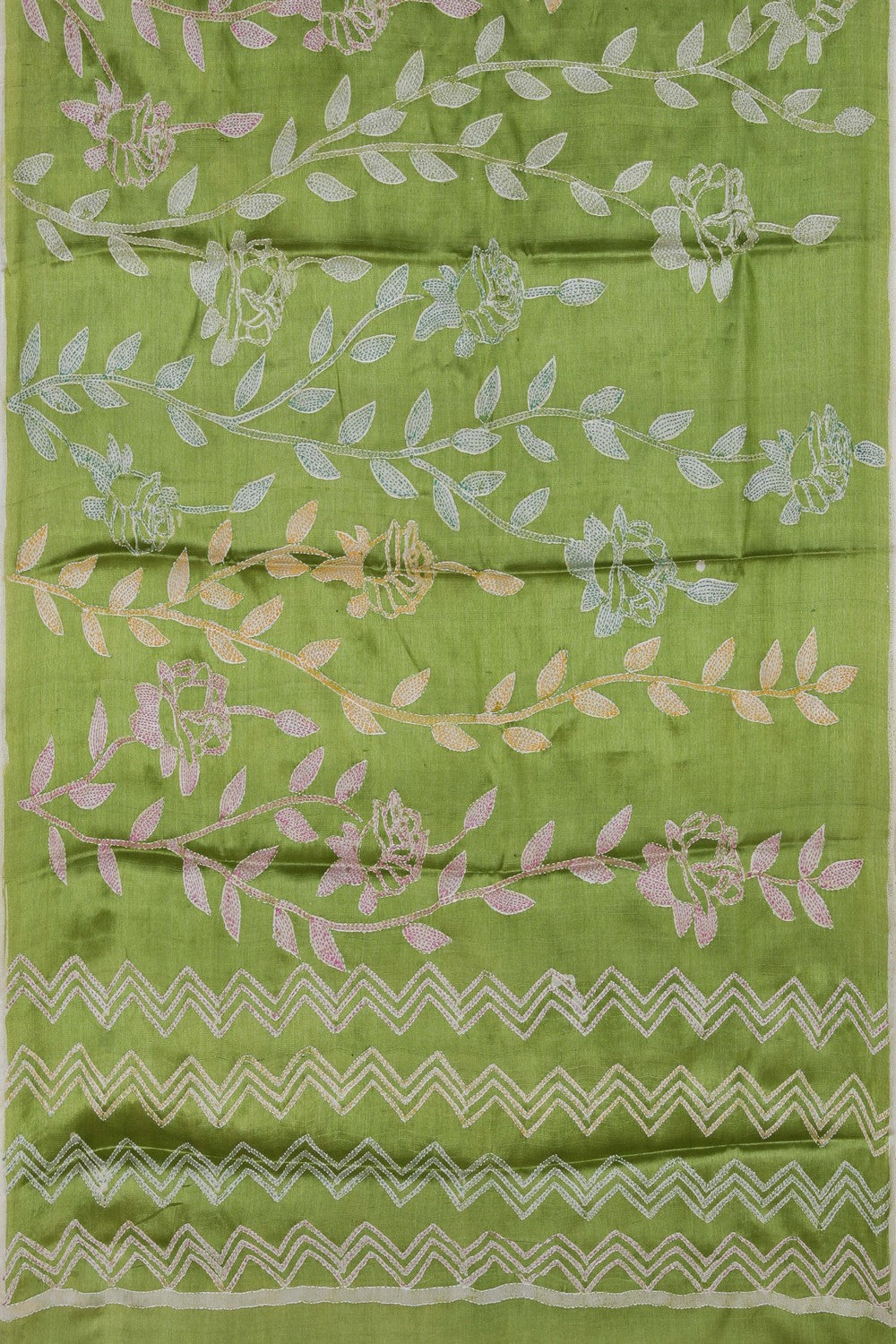Image of Tussar Silk Kantha Embroidery Saree