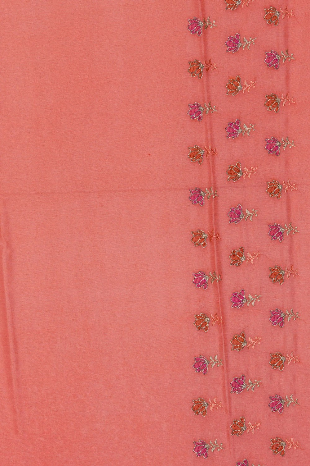 Image of Peach Crepe Embroidery Saree