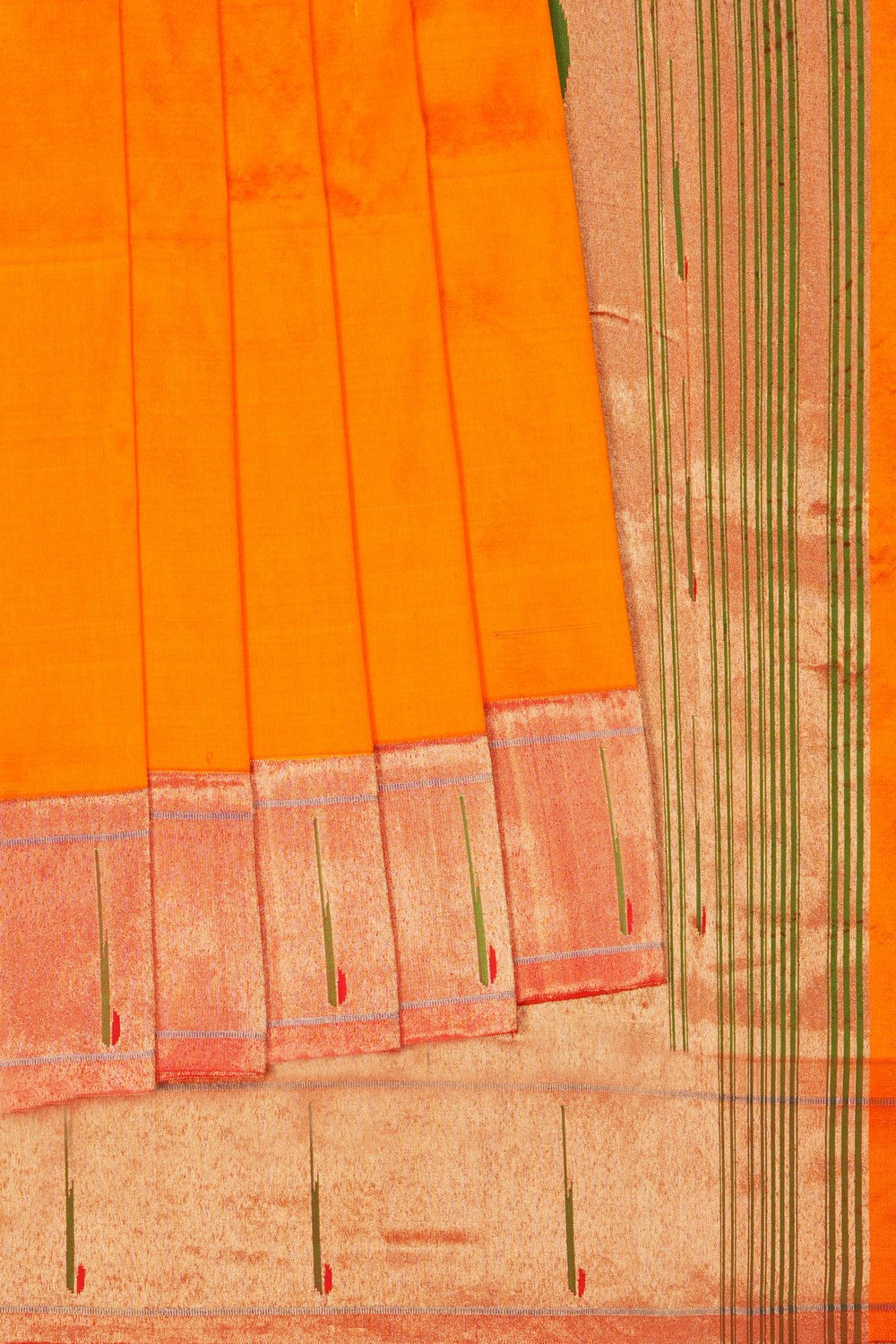 Image of Orange Paithani Silk Saree