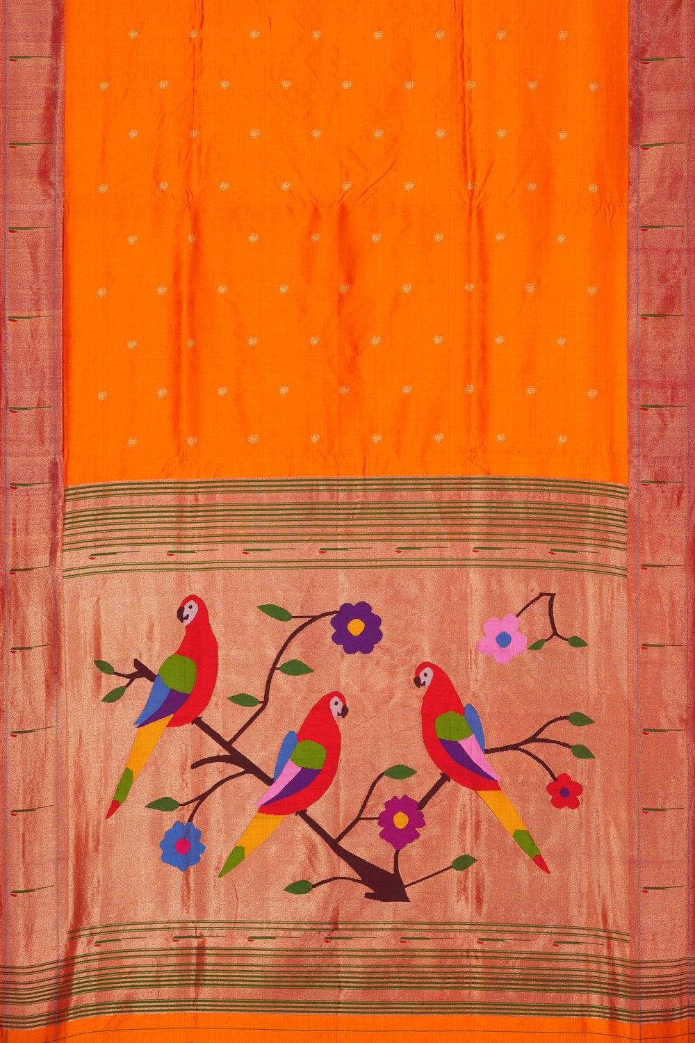 Image of Orange Paithani Silk Saree