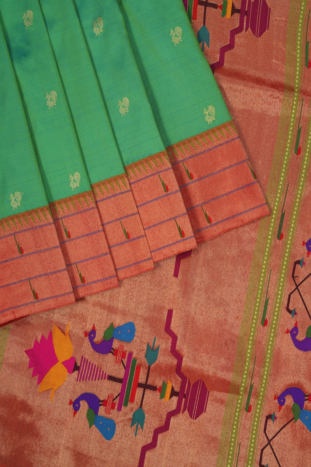 Image of Green Paithani Silk Saree