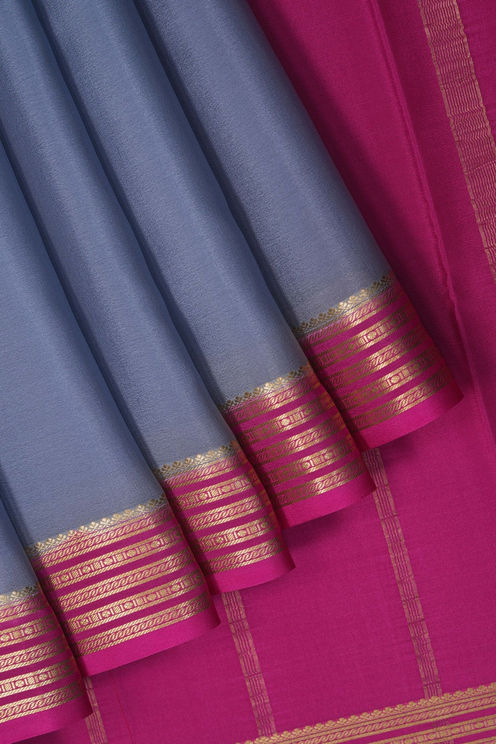 Image of Grey Crepe Silk Saree