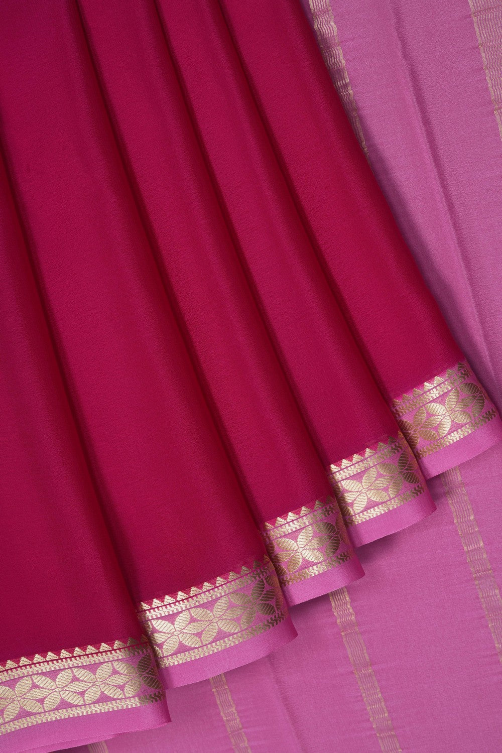Image of Pink Crepe Silk Saree