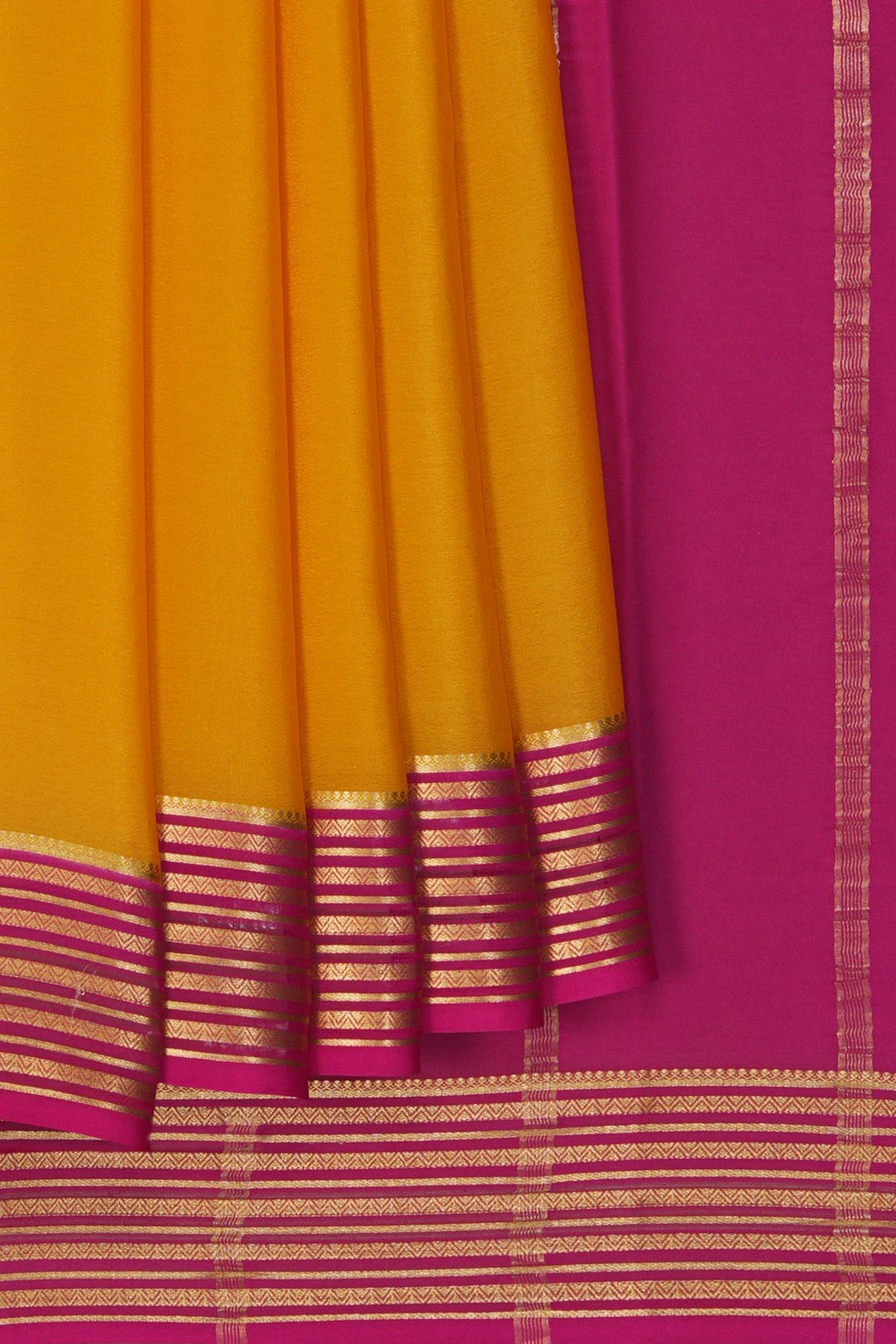 Image of Yellow Crepe Silk Saree