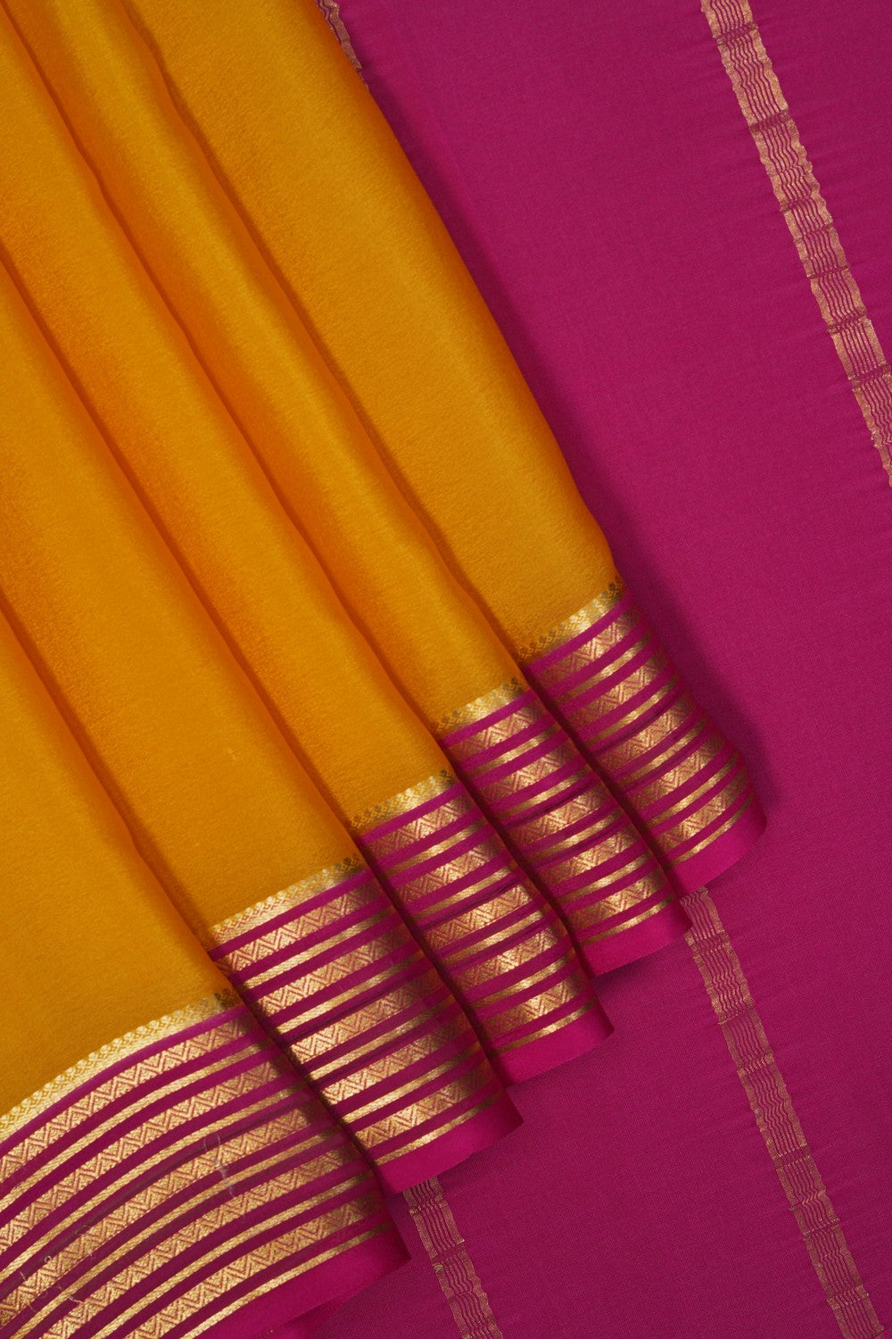 Image of Yellow Crepe Silk Saree