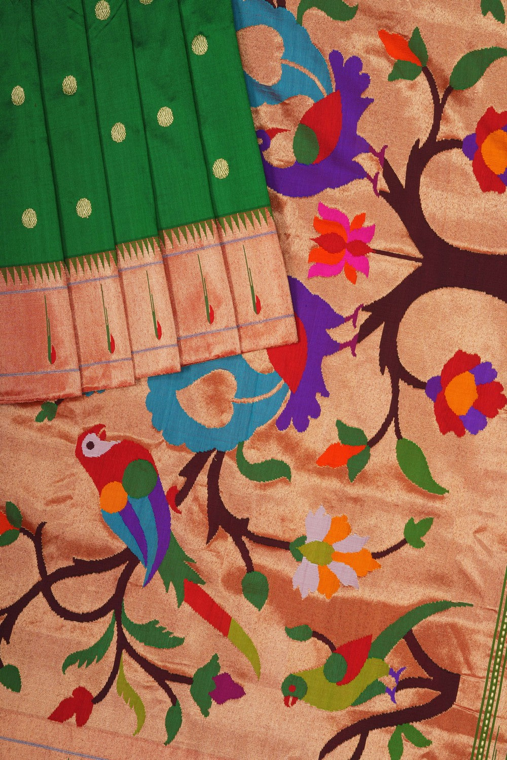 Image of Green Paithani Tissue Silk Saree