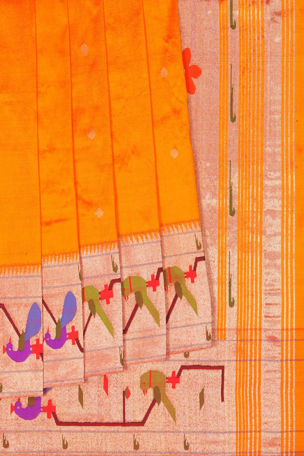 Image of Orange Paithani Tissue Silk Saree