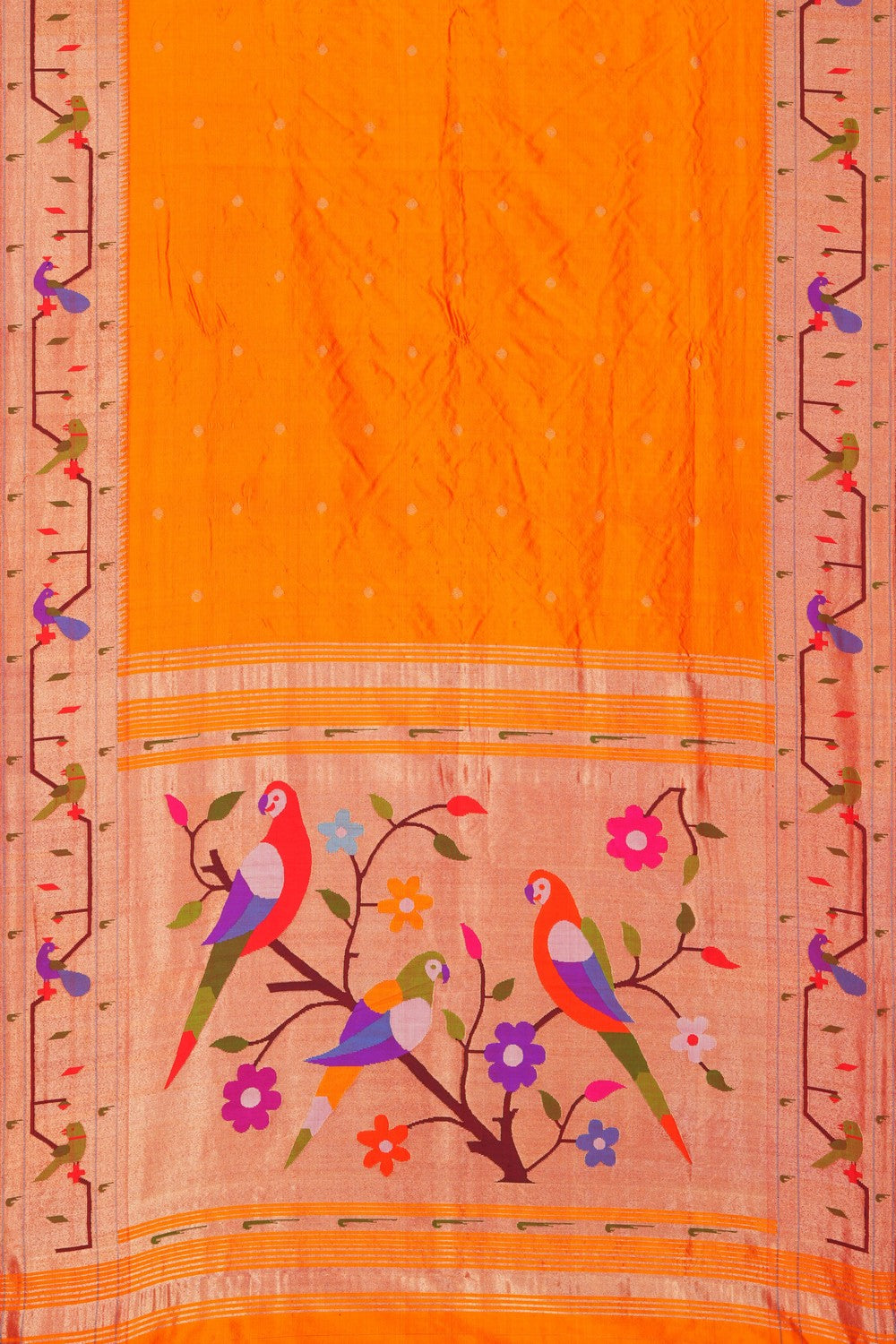 Image of Orange Paithani Tissue Silk Saree