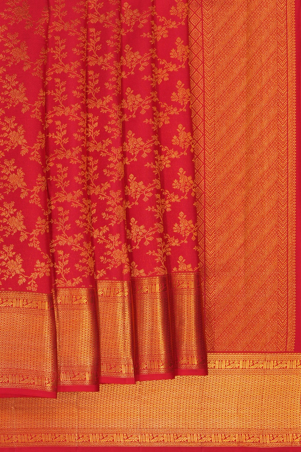 Image of Red Kanchipattu Brocade Saree