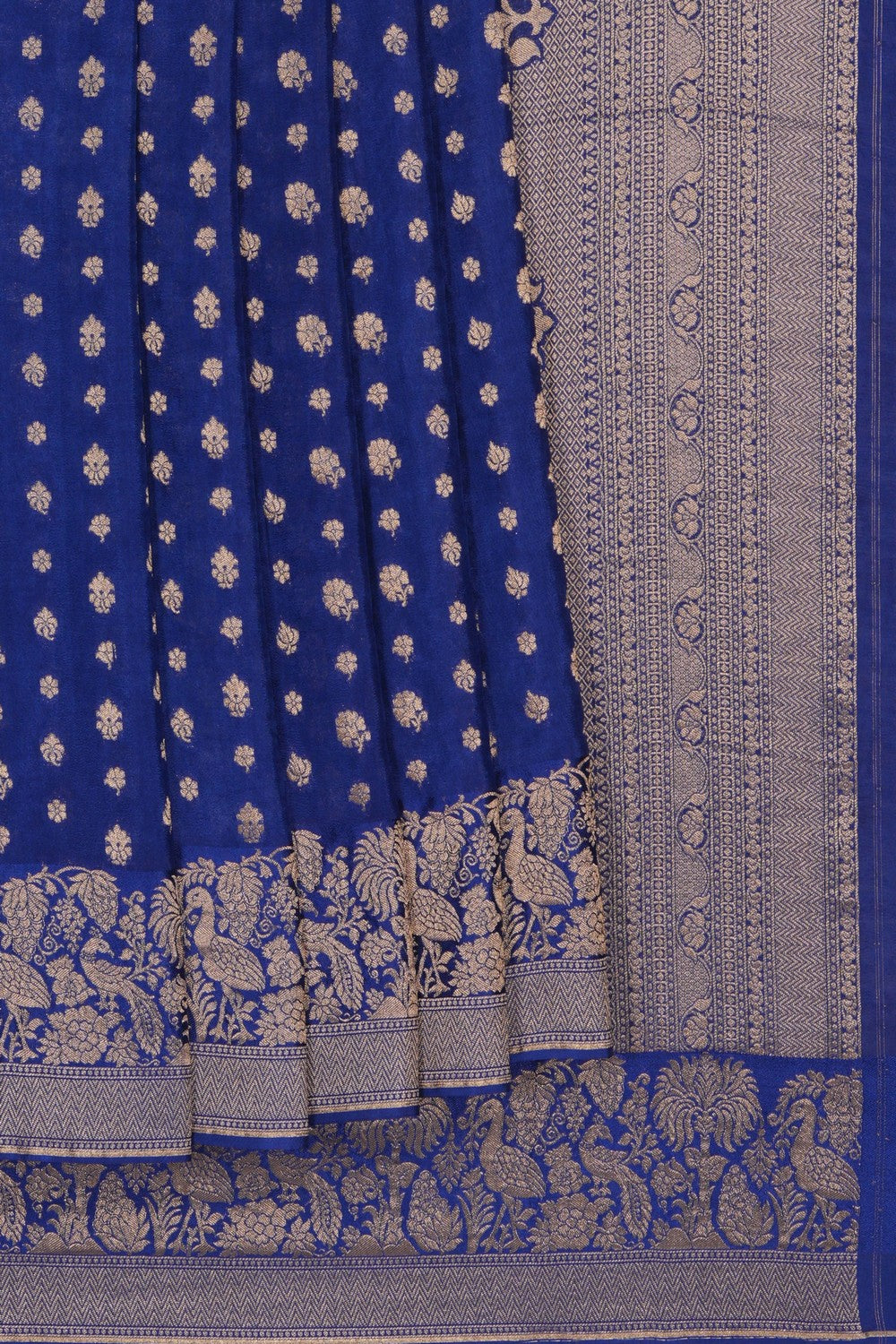Image of Navy Blue Crepe Saree