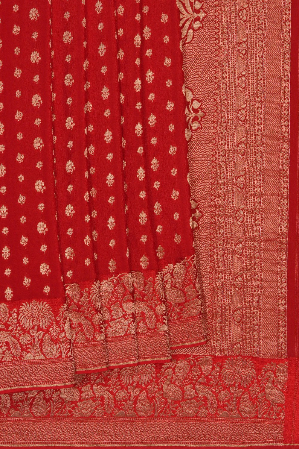 Image of Red Crepe Saree