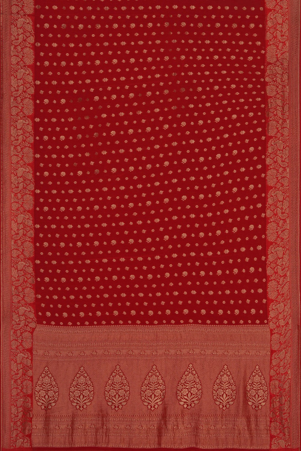 Image of Red Crepe Saree