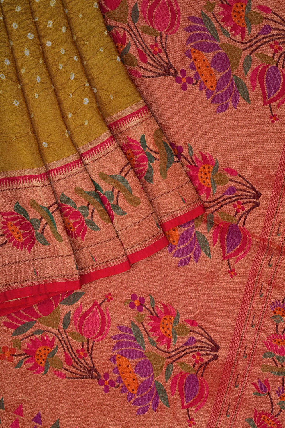 Image of Paithani Fusion Bandhani Saree