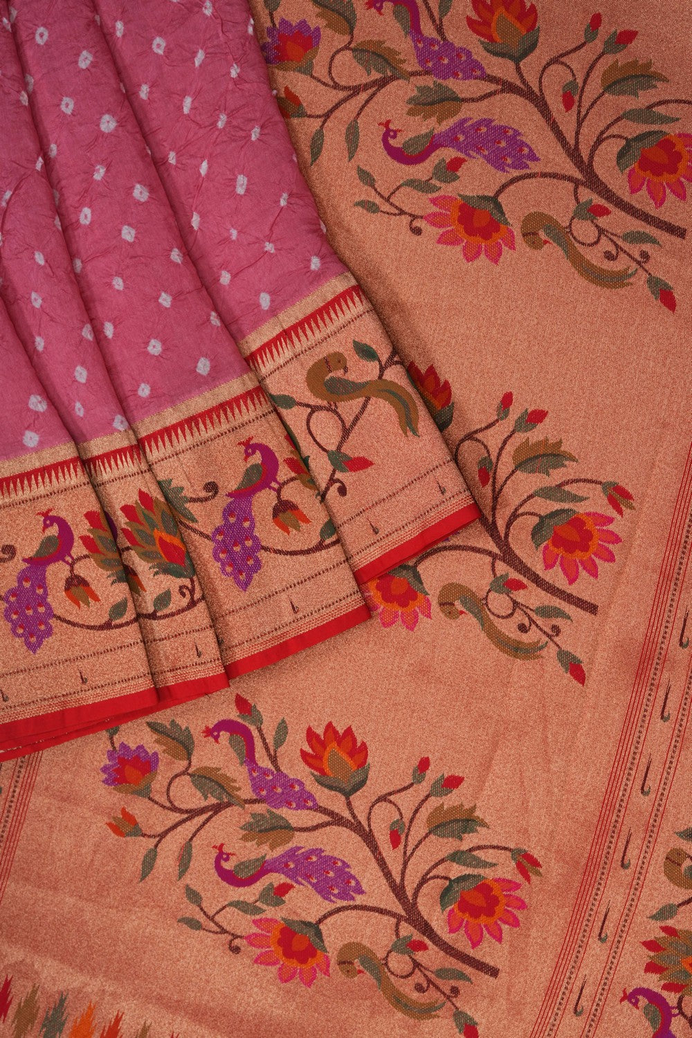 Image of Paithani Fusion Bandhani Saree