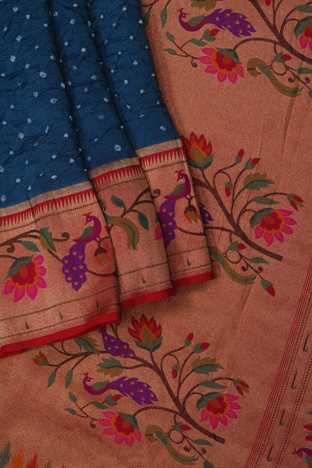 Image of Paithani Fusion Bandhani Saree