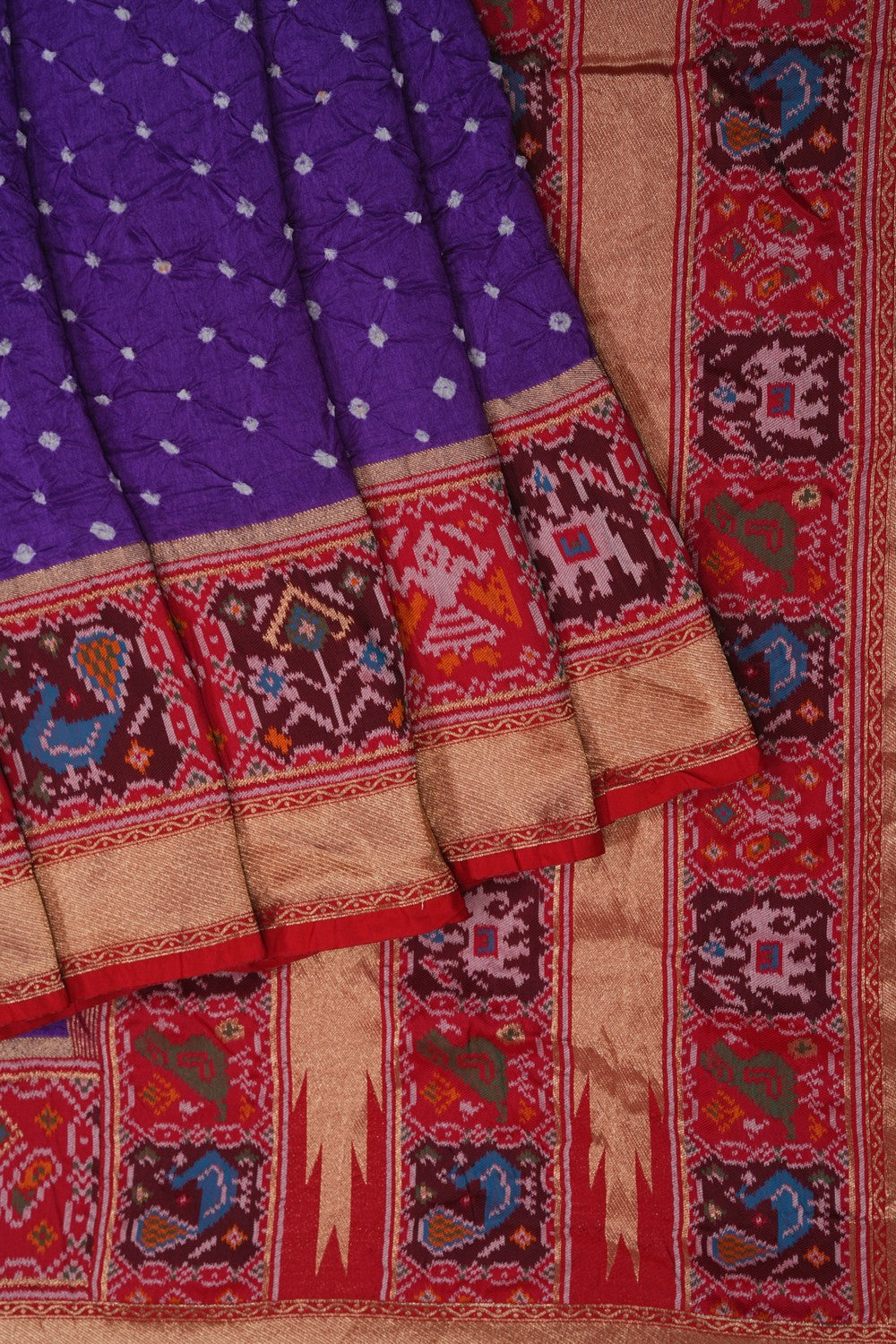 Image of A Patola Fusion Bandhani Saree