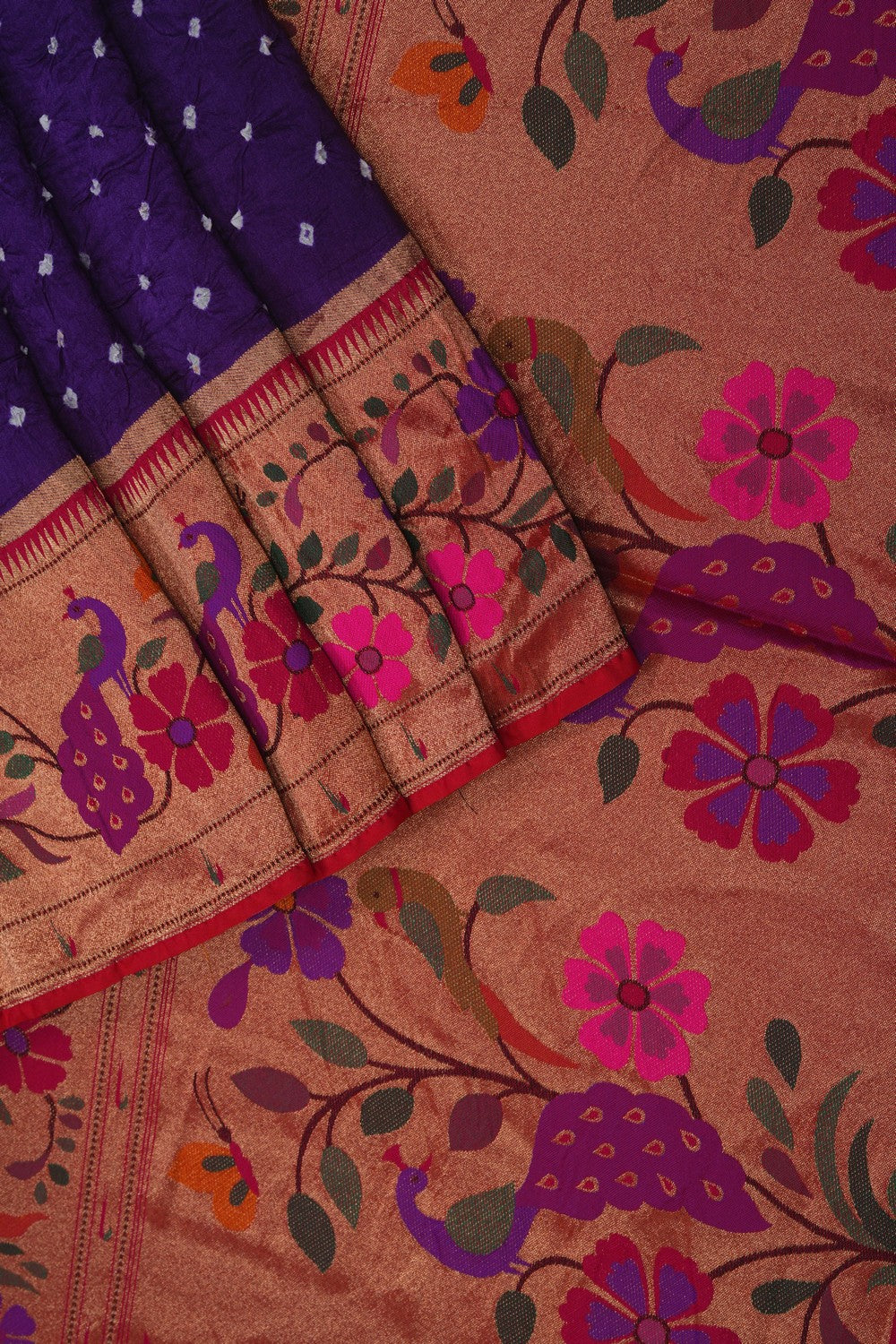 Image of Paithani Fusion Bandhani Saree