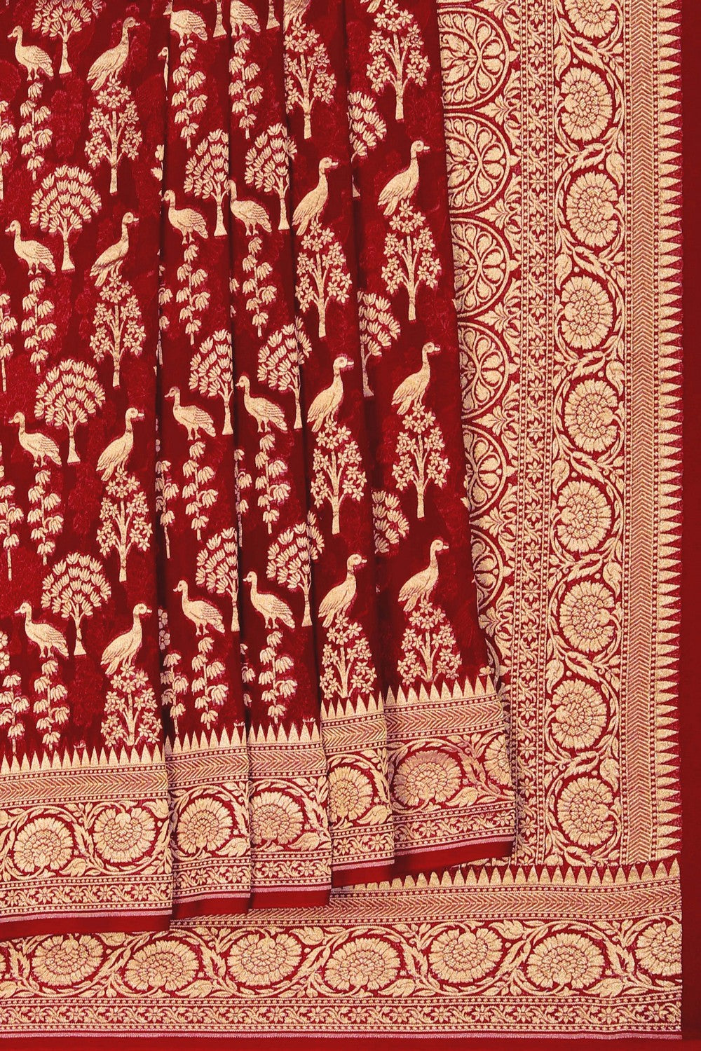 Image of Maroon Banarasi Georgette Saree