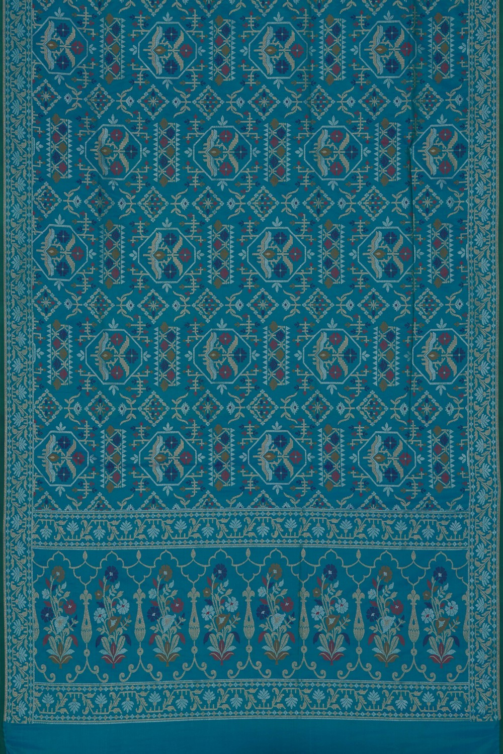 Image of Blue Banarasi Silk Brocade Saree